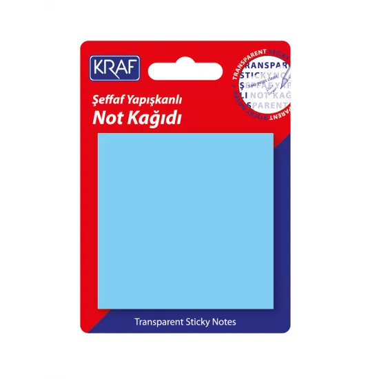 KRAF YAPIŞKANLI NOT KAĞIDI 76x76 50 YP ŞEFFAF MAVİ 7676TR KRAF YAPIŞKANLI NOT KAĞIDI 76x76 50 YP ŞEFFAF MAVİ 7676TR