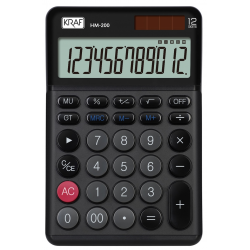 KRAF HESAP MAKİNESİ MASAÜSTÜ 12 HANE HM-200 BK SİYAH