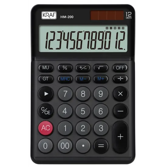 KRAF HESAP MAKİNESİ MASAÜSTÜ 12 HANE HM-200 BK SİYAH