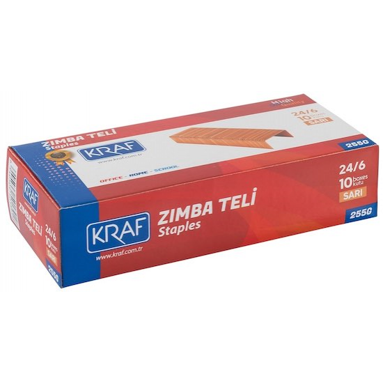 KRAF ZIMBA TELİ 24/6 SARI 1000 Lİ 255G KRAF ZIMBA TELİ 24/6 SARI 1000 Lİ 255G
