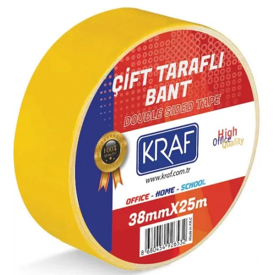 KRAF ÇİFT TARAFLI BANT 38mm x 25m 2538G KRAF ÇİFT TARAFLI BANT 38mm x 25m 2538G