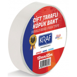 KRAF ÇİFT TARAFLI KÖPÜK BANT 12mm x 5m 5012G
