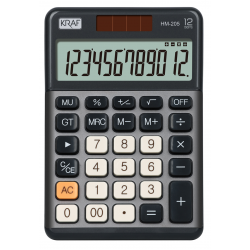 KRAF HESAP MAKİNESİ MASAÜSTÜ 12 HANE HM-205 GY KOYU GRİ