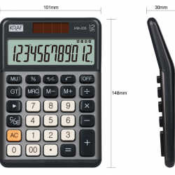 KRAF HESAP MAKİNESİ MASAÜSTÜ 12 HANE HM-205 GY KOYU GRİ