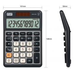 KRAF HESAP MAKİNESİ MASAÜSTÜ 12 HANE HM-205 GY KOYU GRİ