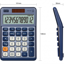 KRAF HESAP MAKİNESİ MASAÜSTÜ 12 HANE HM-205 BL MAVİ