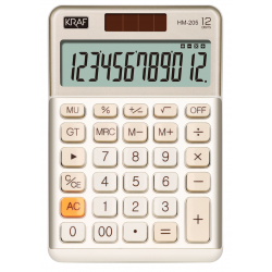 KRAF HESAP MAKİNESİ MASAÜSTÜ 12 HANE HM-205 GD ALTIN