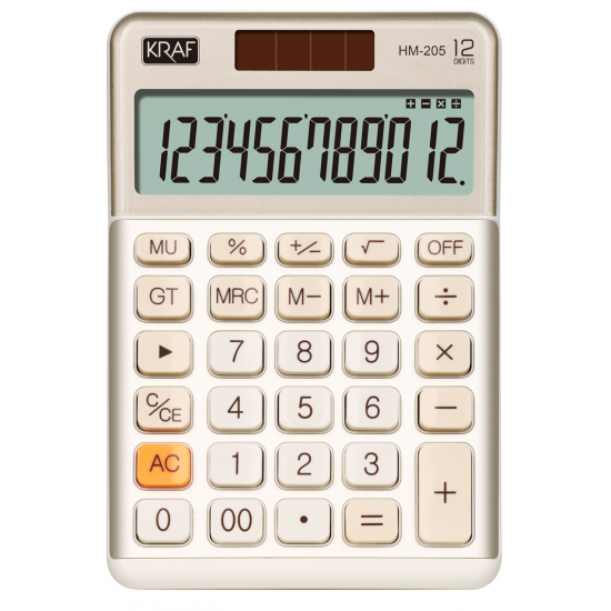 KRAF HESAP MAKİNESİ MASAÜSTÜ 12 HANE HM-205 GD ALTIN