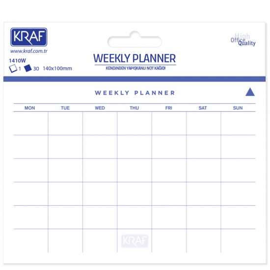 KRAF YAPIŞKANLI NOT KAĞIDI WEEKLY PLANNER - HAFTALIK PLAN 140x100 30 YP 1410W KRAF YAPIŞKANLI NOT KAĞIDI WEEKLY PLANNER - HAFTALIK PLAN 140x100 30 YP 1410W