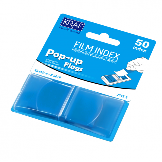 KRAF INDEX FILM (PP) 25x45MM POP-UP TEK RENK 50 YP MAVİ 2545-2 KRAF INDEX FILM (PP) 25x45MM POP-UP TEK RENK 50 YP MAVİ 2545-2