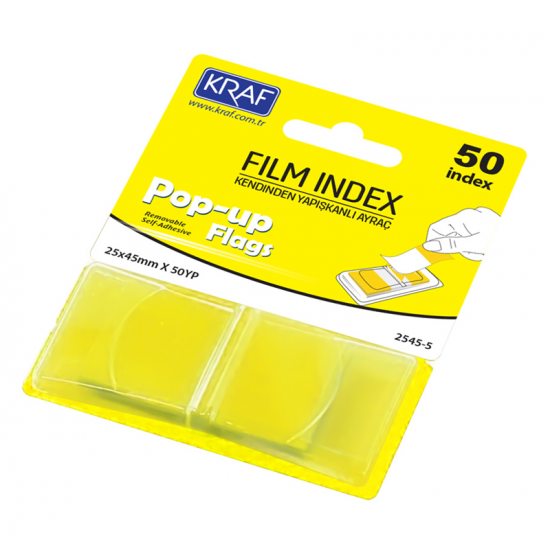 KRAF INDEX FILM (PP) 25x45MM POP-UP TEK RENK 50 YP SARI 2545-5 KRAF INDEX FILM (PP) 25x45MM POP-UP TEK RENK 50 YP SARI 2545-5