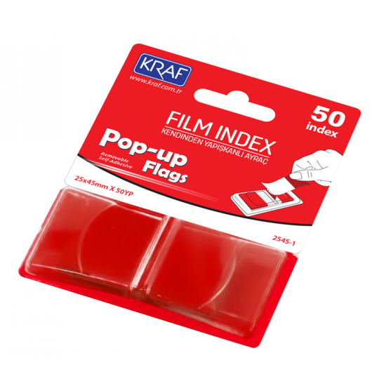 KRAF INDEX FILM (PP) 25x45MM POP-UP TEK RENK 50 YP KIRMIZI 2545-1 KRAF INDEX FILM (PP) 25x45MM POP-UP TEK RENK 50 YP KIRMIZI 2545-1