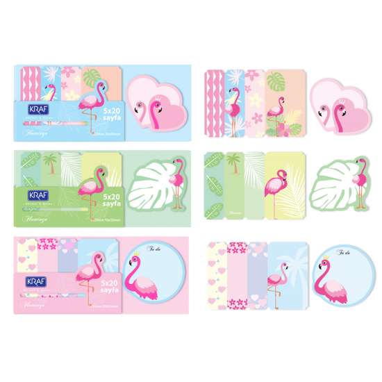 KRAF YAPIŞKANLI NOT KAĞIDI SET FLAMINGO 100 YP 2217FL KRAF YAPIŞKANLI NOT KAĞIDI SET FLAMINGO 100 YP 2217FL