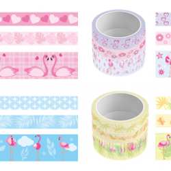 KRAF BANT WASHI TAPE FLAMINGO 3 LÜ (15mm x 3m 2 Adet + 30mm x 3m 1 Adet) 2505FL