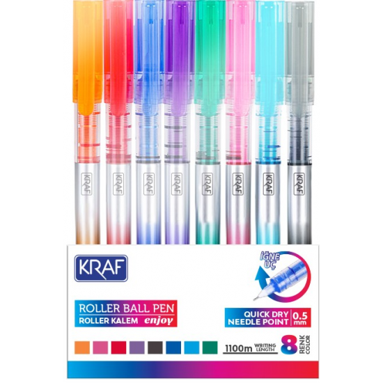 KRAF ROLLER KALEM ENJOY İĞNE UÇ 0.5 299 8 RENK SET