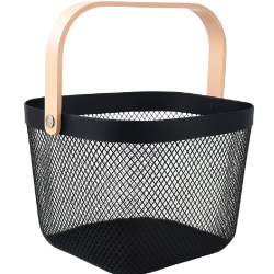 KRAF PERFORE SEPET AHŞAP SAPLI KARE 490G SİYAH