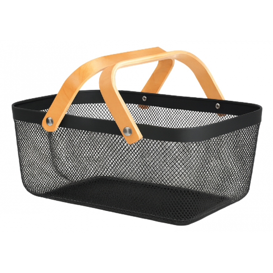 KRAF PERFORE SEPET AHŞAP SAPLI DİKDÖRTGEN 492 SİYAH