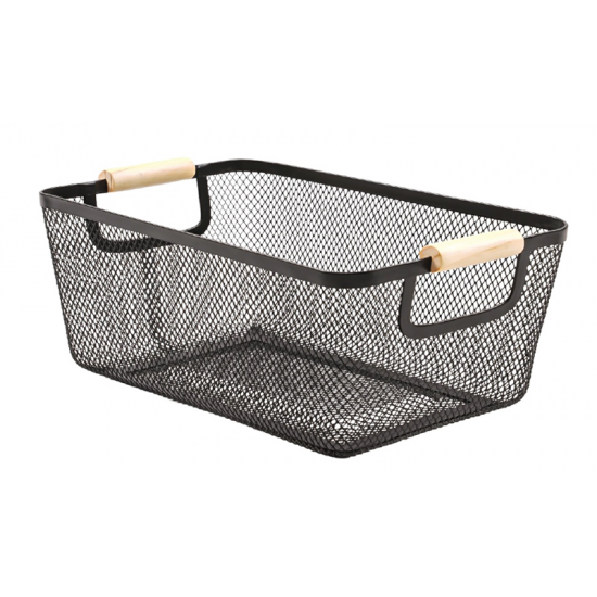 KRAF PERFORE SEPET AHŞAP SAPLI KÜÇÜK 493G SİYAH