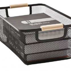 KRAF PERFORE SEPET AHŞAP SAPLI ORTA 493G SİYAH