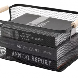 KRAF PERFORE SEPET AHŞAP SAPLI BÜYÜK 493G SİYAH