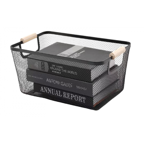 KRAF PERFORE SEPET AHŞAP SAPLI BÜYÜK 493G SİYAH