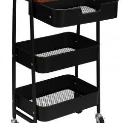 KRAF RAF ÜNİTESİ TEKERLEKLİ METAL 3 KATLI 495G SİYAH (ÇEKMECELİ)