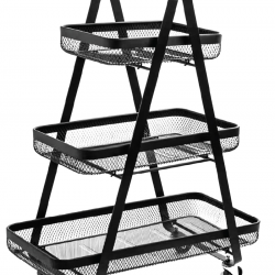 KRAF RAF ÜNİTESİ TEKERLEKLİ METAL 3 KATLI 496G SİYAH (ÜÇGEN)