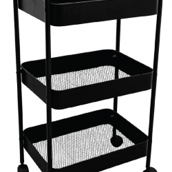 KRAF RAF ÜNİTESİ TEKERLEKLİ METAL 3 KATLI 497G SİYAH