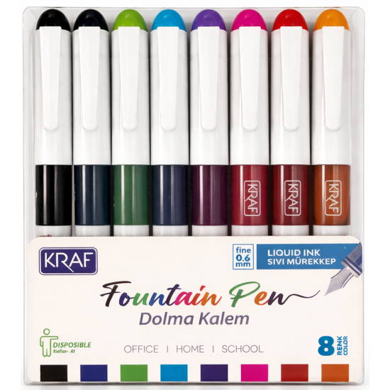 KRAF DOLMA KALEM KULLAN-AT 303 8 RENK SET