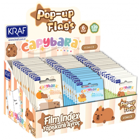 KRAF INDEX FILM (PP) 15x44MM POP-UP 4 LÜ x 20 YP DESENLİ CAPYBARA 41544CB
