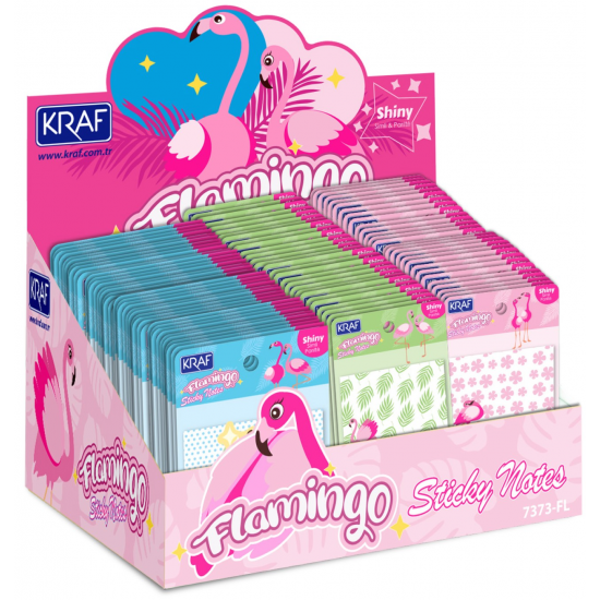 KRAF YAPIŞKANLI NOT KAĞIDI 73x73 FLAMINGO 50 YP SİMLİ - PARILTILI 7373FL