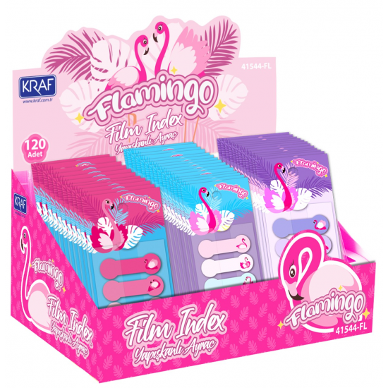 KRAF INDEX FILM (PP) 15x44MM POP-UP 4 LÜ x 20 YP DESENLİ FLAMINGO 41544FL