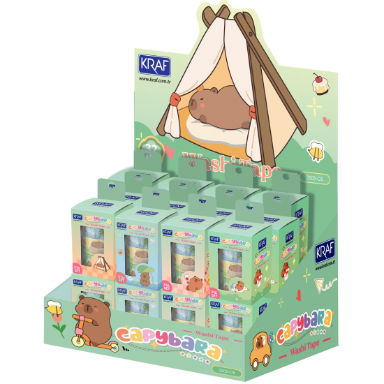 KRAF BANT WASHI TAPE CAPYBARA 3 LÜ (15mm x 3m 2 Adet + 30mm x 3m 1 Adet) 2505CB