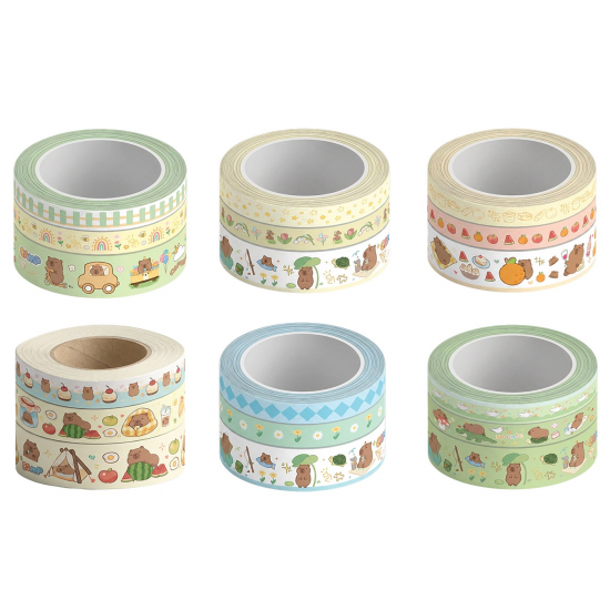 KRAF BANT WASHI TAPE CAPYBARA 3 LÜ (15mm x 3m 2 Adet + 30mm x 3m 1 Adet) 2505CB