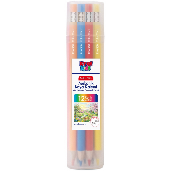KRAF KIDS MEKANİK RENKLİ KURU BOYA COLOR CLICK 12 Lİ KK400-12