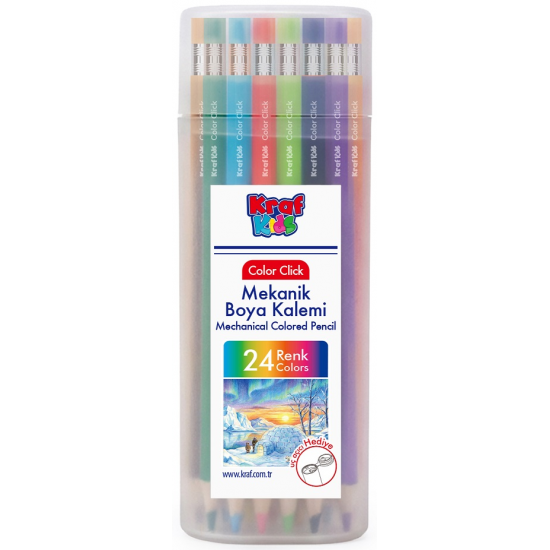 KRAF KIDS MEKANİK RENKLİ KURU BOYA COLOR CLICK 24 LÜ KK400-24