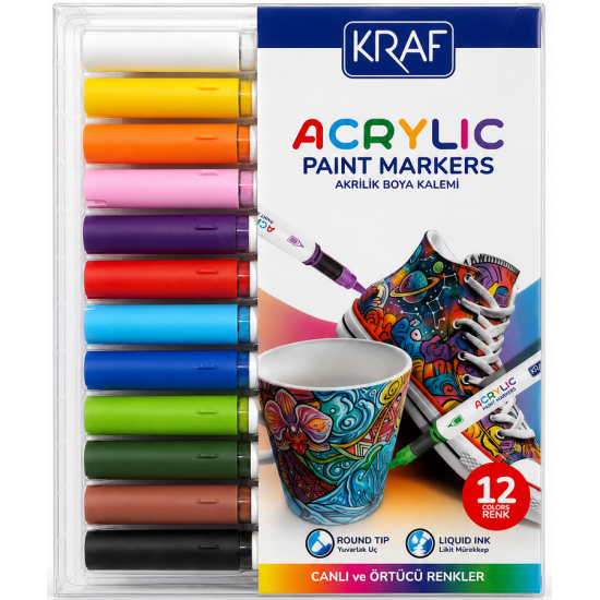 KRAF AKRİLİK MARKER 666 12'Lİ