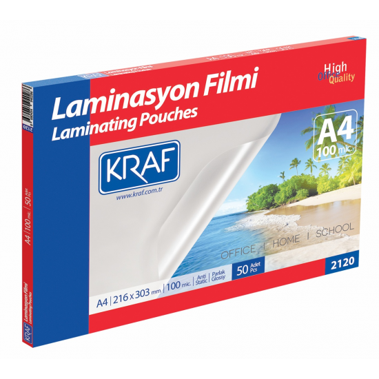 KRAF LAMİNASYON FİLMİ PARLAK A4 100 Mic.   50 Lİ 2120-50