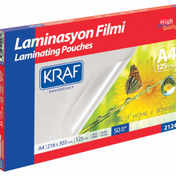 KRAF LAMİNASYON FİLMİ PARLAK A4 125 Mic.   50 Lİ 2124-50