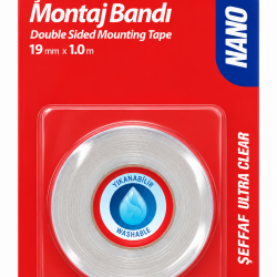 KRAF MONTAJ BANDI 2540 ÇİFT TARAFLI NANO BANT ŞEFFAF 19mm x 1,0m