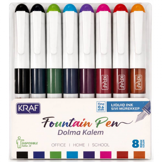 KRAF DOLMA KALEM KULLAN-AT 303 8 RENK SET