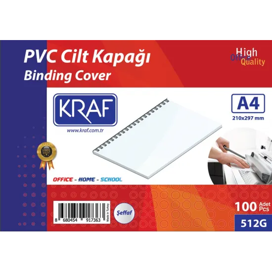 KRAF CİLT KAPAĞI A4 100 LÜ 512G ŞEFFAF KRAF CİLT KAPAĞI A4 100 LÜ 512G ŞEFFAF