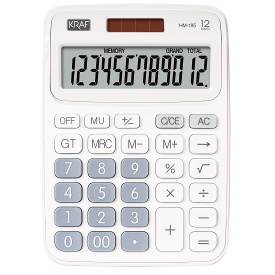 KRAF HESAP MAKİNESİ MASAÜSTÜ 12 HANE HM-185 WT BEYAZ