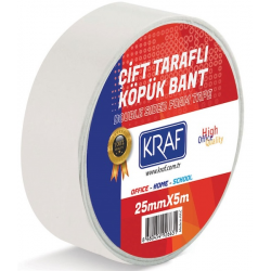 KRAF ÇİFT TARAFLI KÖPÜK BANT 25mm X5m 5025G