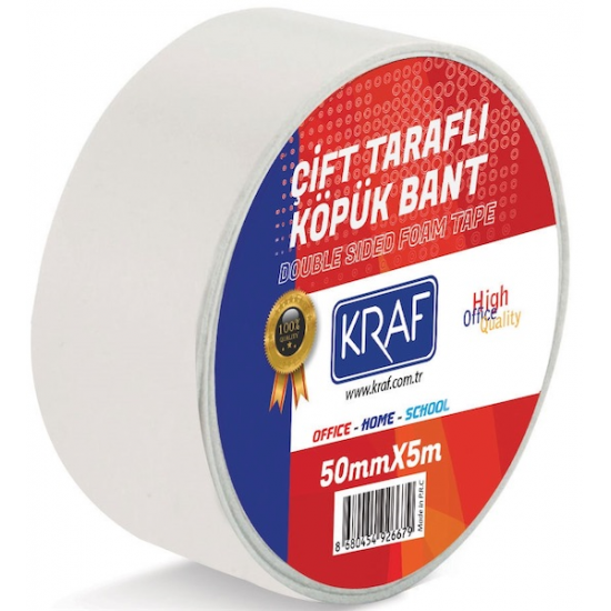 KRAF ÇİFT TARAFLI KÖPÜK BANT 50mm x 5m 5050G KRAF ÇİFT TARAFLI KÖPÜK BANT 50mm x 5m 5050G